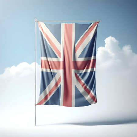 UK flag with clouds in the backgroundの素材