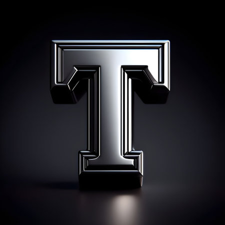 Uppercase letter T on plain backgroundの素材