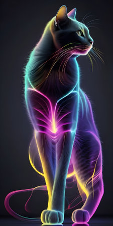 transparent cat with neon colorsの素材