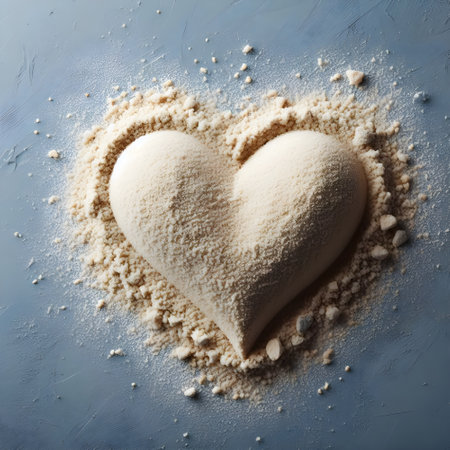 Sand forming a heart on solid backgroundの素材