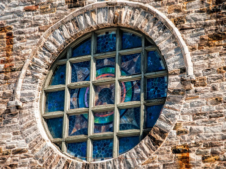 A glass window on a church