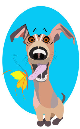 Vector cartoon clip art illustration of a cute and happy puppy.のイラスト素材