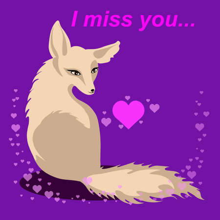 vector fox in love with words Miss youのイラスト素材