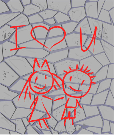 Brickwall with graffiti on itのイラスト素材