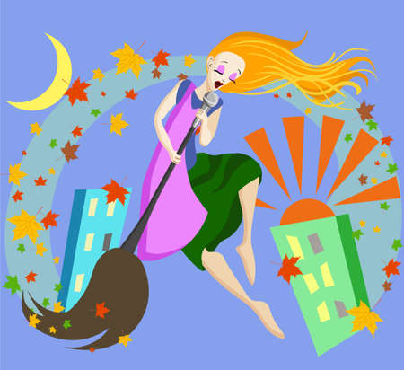 A singing street cleaner vector illustrationのイラスト素材