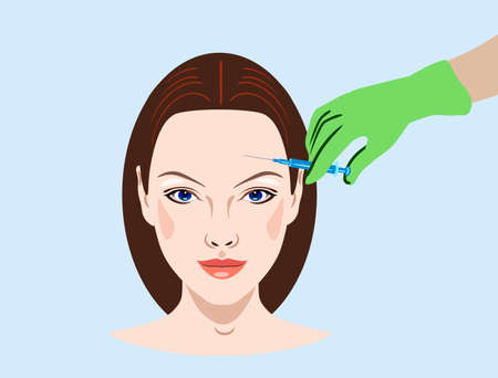 Human face enhancement procedure illustration.のイラスト素材