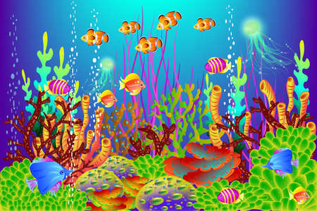 Underwater background, vector illustration for design and banners.のイラスト素材