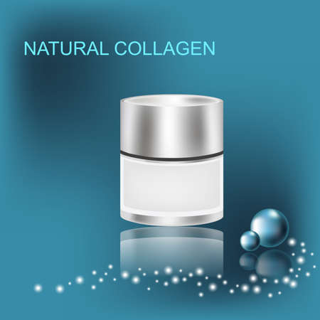 Collagen solution, jar with cream, vector illustration.のイラスト素材