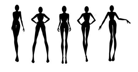 Woman silhouette set, models, vector, fashion illustrationのイラスト素材