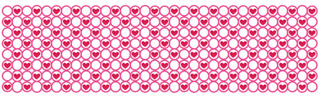 White background texture of red hearts in pink circlesのイラスト素材