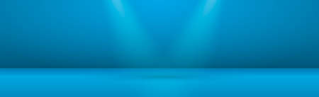 Blue panoramic studio background with white glow - Vectorのイラスト素材
