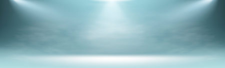 Blue panoramic studio background with white glow