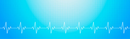 Heart Pulse - Curving White Line on Blue Background - Vector illustration