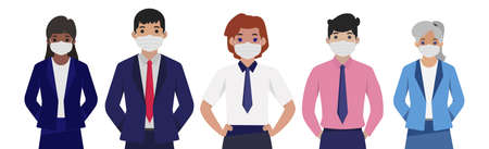 Group of people in sterile medical masks - Vector illustrationのイラスト素材