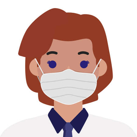 Girl in a sterile medical mask - Vector illustrationのイラスト素材