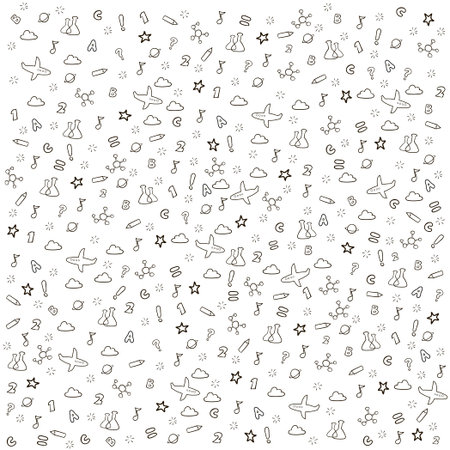 Square background with symbols on the topic of knowledge - Vector illustrationのイラスト素材