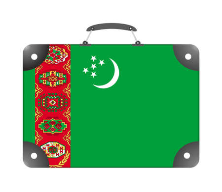 Flag of the country of Turkmenistan in the form of a travel suitcase on a white background - illustrationの写真素材