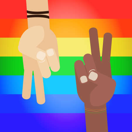 Hand gestures of people of different races and different sexual orientations illustrationのイラスト素材