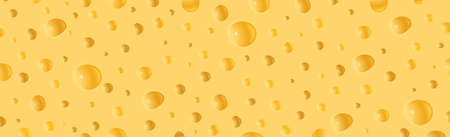 Yellow cheese with holes panoramic background - Vector illustrationのイラスト素材