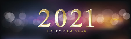 Multicolored shiny festive new year bokeh 2021 - illustration
