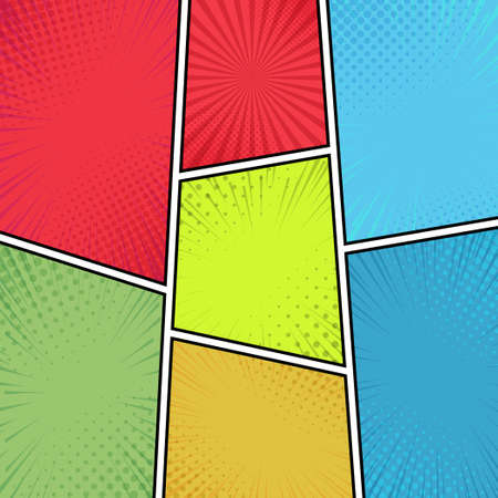 Compilation of colorful backgrounds comic zoom - Vector illustrationのイラスト素材