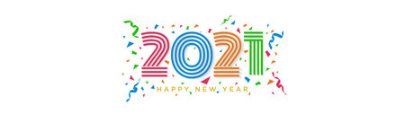 Coming new 2021 year celebration on confetti background - illustration