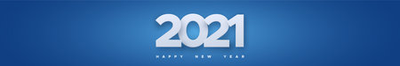 Coming 2021 with new year wish on blue background - illustration