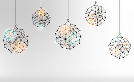 Christmas decorations balls from lines and dots with glow - illustration