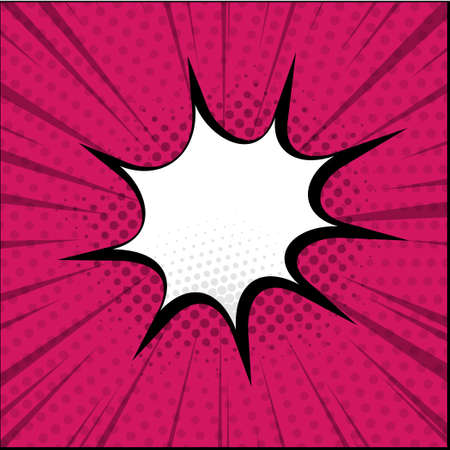 Red comic zoom with lines, dots and white elements - Vector illustrationのイラスト素材