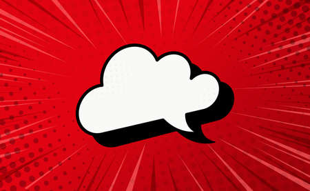 Red comic zoom with lines, dots and white elements - Vector illustrationのイラスト素材