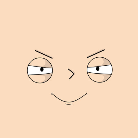 Angry, sullen face with expressive emotions - Vector illustrationのイラスト素材