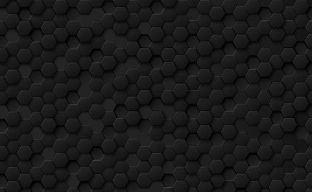 Abstract hexagons black on a black and gray background - illustration