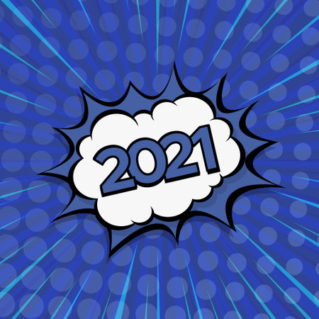 Colorful Comic Zoom New Year 2021- Vectorのイラスト素材