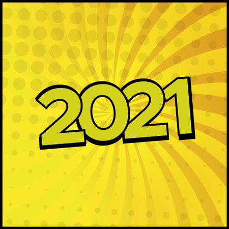 Colorful Comic Zoom New Year 2021- Vector