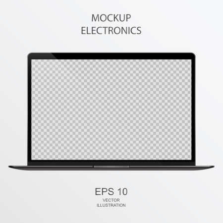 Laptop in Black, Silver and White with Reflection - Realistic Vector illustrationのイラスト素材