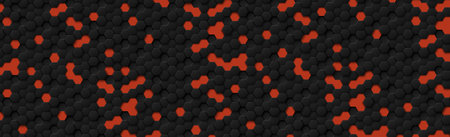 Abstract hexagons black on a red background - illustration