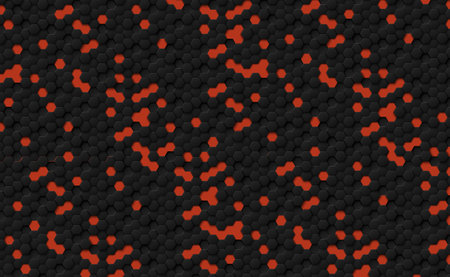 Abstract hexagons black on a red background - illustration