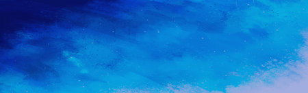 Realistic blue watercolor panoramic texture on white background - Vector illustration
