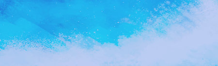 Realistic blue watercolor panoramic texture on white background - Vector illustration