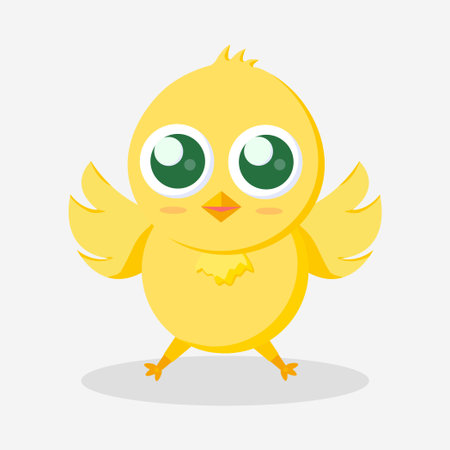 Yellow Easter chicken on a white background - Vector illustrationのイラスト素材