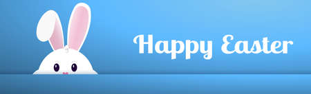 Easter Bunny with Thick Cheeks and Happy Holidays - Vector illustrationのイラスト素材