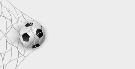 Soccer ball in a soccer goal net on a white background - Vector illustrationのイラスト素材