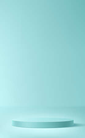 Blue studio background, with a round podium - Vector illustrationのイラスト素材