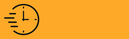 Hurrying clock, panoramic abstract orange background - Vector illustration