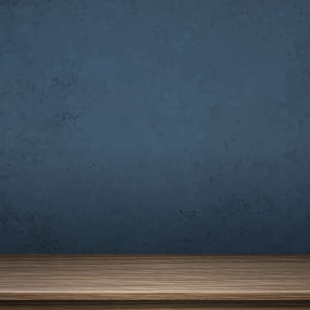 Large table top made of solid dark wood, dark blue background - Vector illustrationのイラスト素材
