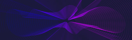 Abstract blue wavy lines on dark blue background - Vector illustration