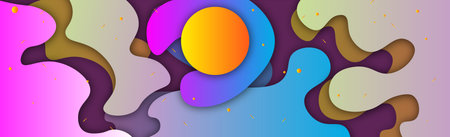 Drawn multicolored elements, abstract panoramic background - Vector illustration