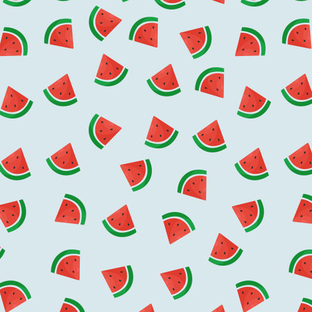 Seamless pattern, realistic pieces of watermelon - Vector illustration