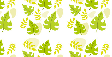 Seamless pattern, different leaves and branches - Vector illustration