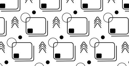 Seamless pattern, various geometric shapes on a white background - Vector illustrationのイラスト素材